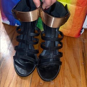 Black Strapped Heeled Shoes